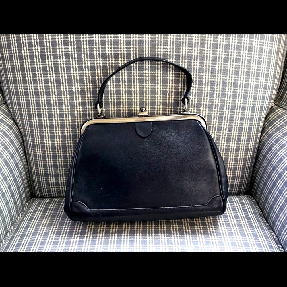 Vintage Etra 1960s Navy Leather clutch Handbag